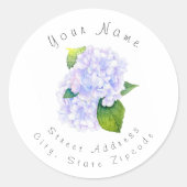 Waterverf Hydrangeas-labels Ronde Sticker (Voorkant)