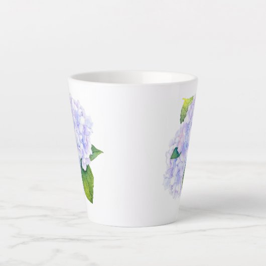 Waterverf Hydrangeas Latte Mok (Voorkant)