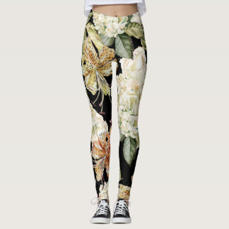 Waterverf Hydrangeas Lelies: bloemenmotief Leggings