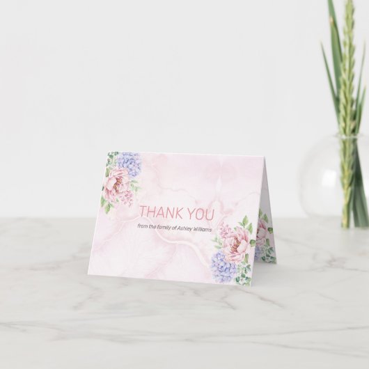 Waterverf Hydrangeas Peonies Floral Bereavement Bedankkaart (Voorkant)