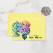 Waterverf Hydrangeas Persoonlijke Kaart van de Not Notitiekaartje (Voorkant / Achterkant in situ)