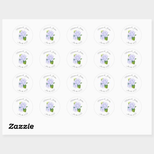 Waterverf Hydrangeas Ronde Sticker (Vel)