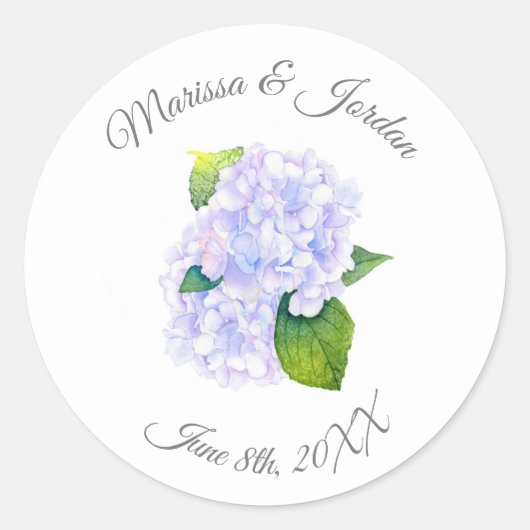 Waterverf Hydrangeas Ronde Sticker (Voorkant)