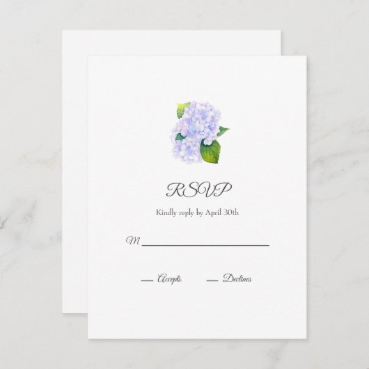 Waterverf Hydrangeas RSVP Kaartje (Voorkant / Achterkant)