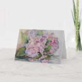 Waterverf hydrangeas schoppen van roze en lilak kaart (Voorkant)