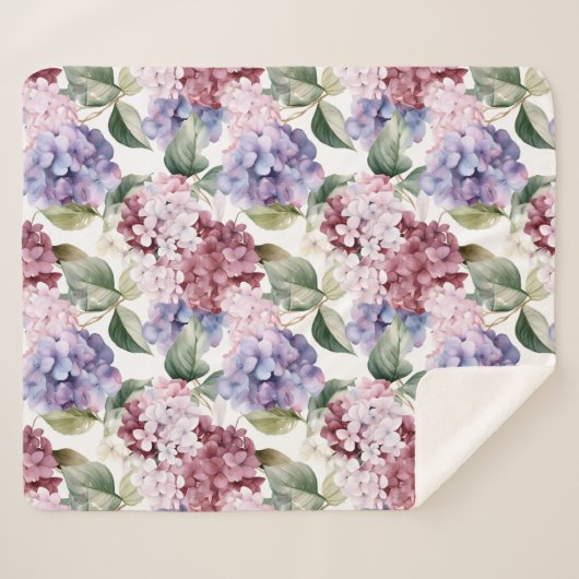 Waterverf Hydrangeas Sherpa Deken (Voorkant (horizontaal))