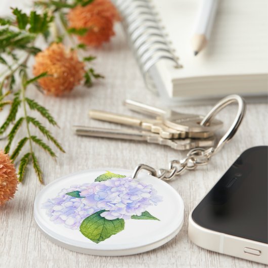 Waterverf Hydrangeas Sleutelhanger (Voorkant Rechts)