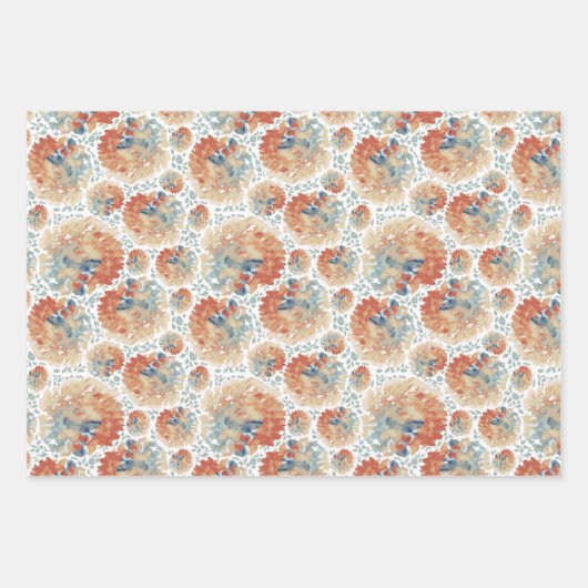 Waterverf Hydrangeas Trio Herfst Palet Inpakpapier Vel (Voorkant)