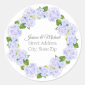 Waterverf Hydrangeas Wreath Ronde Sticker (Voorkant)