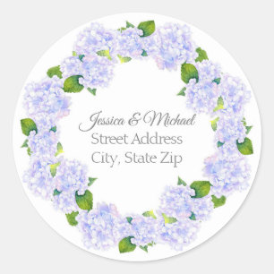 Waterverf Hydrangeas Wreath Ronde Sticker