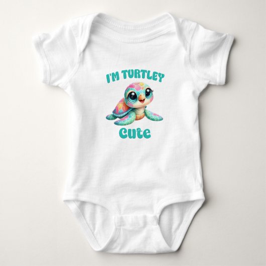 Waterverf I Am Turtley Cute Turtle Pastel Romper (Voorkant)