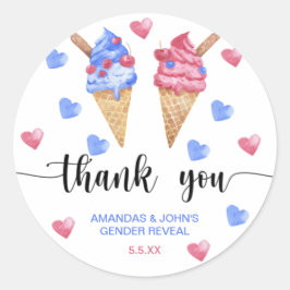 Waterverf Ice cream Bedankt gender reveal Ronde Sticker