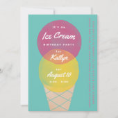 Waterverf Ice Cream Birthday Party Kaart (Voorkant)