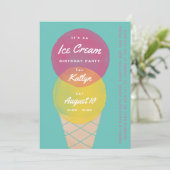 Waterverf Ice Cream Birthday Party Kaart (Staand voorkant)