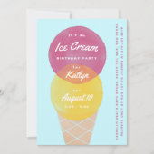Waterverf Ice Cream Birthday Party Kaart (Voorkant)