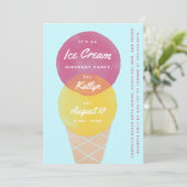 Waterverf Ice Cream Birthday Party Kaart (Staand voorkant)
