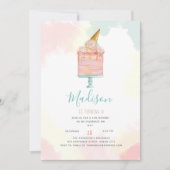 Waterverf Ice Cream Cake Birthday Party Kaart (Voorkant)