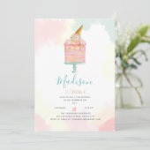 Waterverf Ice Cream Cake Birthday Party Kaart (Staand voorkant)