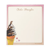 Waterverf Ice Cream Cone gepersonaliseerd briefpap Notitieblok (Voorkant)