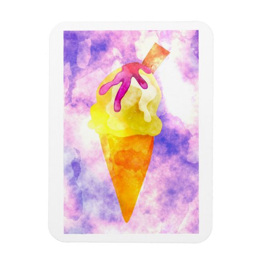 Waterverf Ice Cream Cone Magneet (Verticaal)