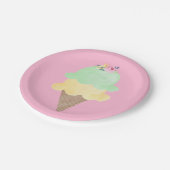 Waterverf Ice Cream Cone Roze Papier Borden Papieren Bordje (Gekanteld)
