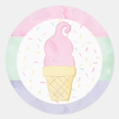 Waterverf Ice Cream Cone Sprinkles Envelope Seal Ronde Sticker (Voorkant)