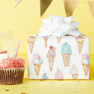 Waterverf Ice Cream Cones Cadeaupapier