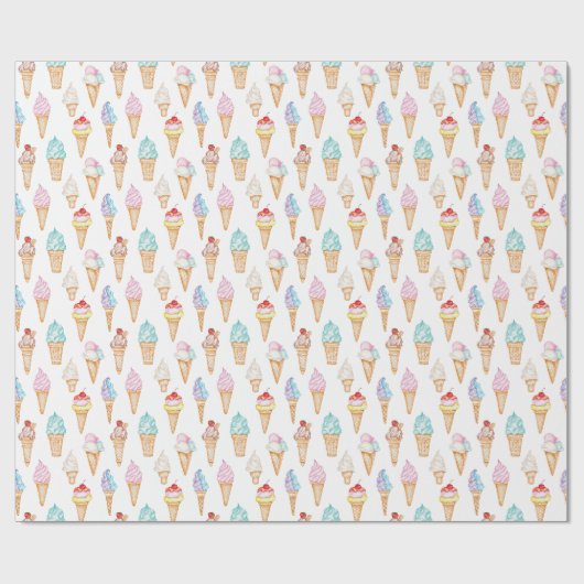 Waterverf Ice Cream Cones Cadeaupapier (Vlak)