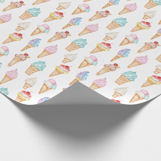 Waterverf Ice Cream Cones Cadeaupapier (Hoek)