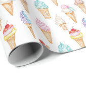 Waterverf Ice Cream Cones Cadeaupapier (Rol Hoek)