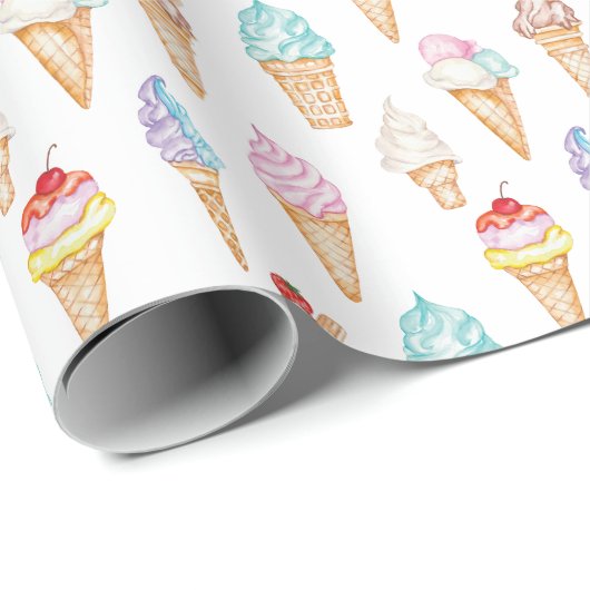 Waterverf Ice Cream Cones Cadeaupapier (Rol Hoek)