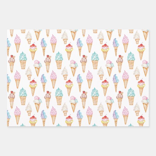 Waterverf Ice Cream Cones Inpakpapier Vel (Voorkant)