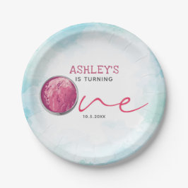 Waterverf Ice Cream Eerste Verjaardag Papieren Bordje