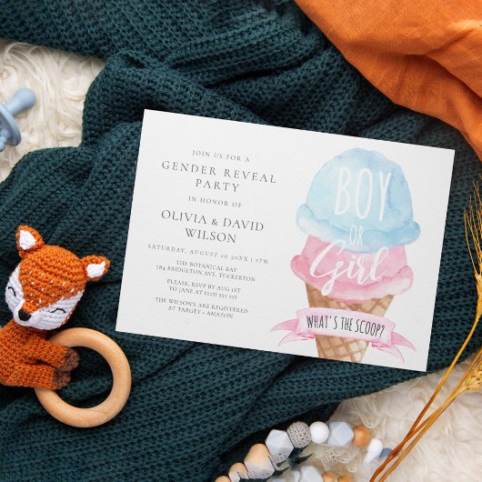 Waterverf Ice Cream Gender Reveal Kaart