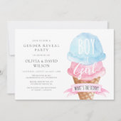 Waterverf Ice Cream Gender Reveal Kaart (Voorkant)