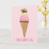 Waterverf Ice Cream German Birthday Kaart (Gele Bloem)