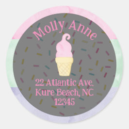 Waterverf Ice Cream Kegelsproeiers Adreslabel Ronde Sticker
