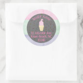 Waterverf Ice Cream Kegelsproeiers Adreslabel Ronde Sticker (Tas)