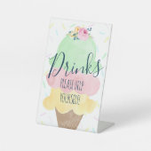 Waterverf Ice Cream Party Drinken Menu Reclamebord Met Voetstuk (Voorkant)
