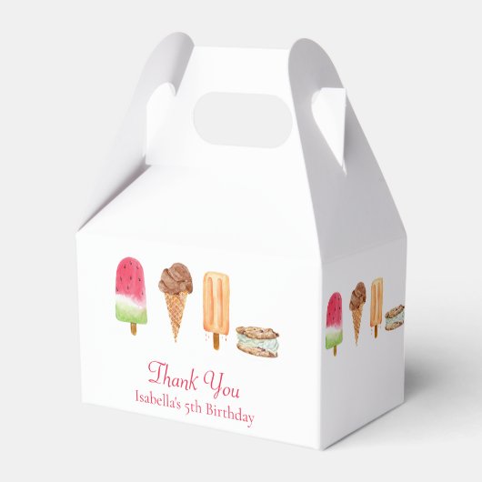 Waterverf Ice Cream & Popsicles Verjaardag Bedankt Bedankdoosjes (Voorkant Zijde)