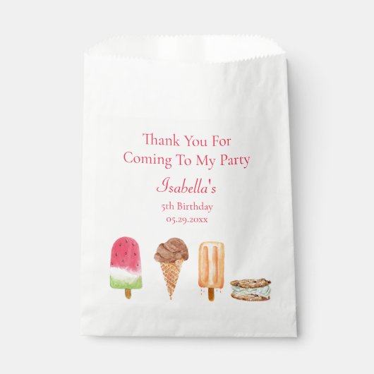 Waterverf Ice Cream & Popsicles Verjaardag Bedankt Bedankzakje (Voorkant)
