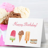 Waterverf Ice Cream & Popsicles Verjaardag Kaart
