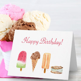 Waterverf Ice Cream & Popsicles Verjaardag Kaart