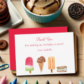 Waterverf Ice Cream & Popsicles Verjaardagsfeest Bedankkaart