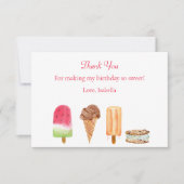 Waterverf Ice Cream & Popsicles Verjaardagsfeest Bedankkaart (Voorkant)