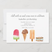Waterverf Ice Cream & Popsicles Verjaardagsfeest Kaart (Voorkant)