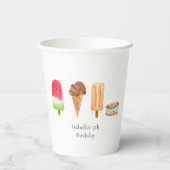 Waterverf Ice Cream & Popsicles Verjaardagsfeest Papieren Bekers (Achterkant)