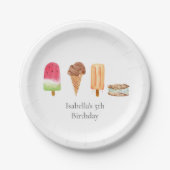 Waterverf Ice Cream & Popsicles Verjaardagsfeest Papieren Bordje (Voorkant)
