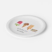 Waterverf Ice Cream & Popsicles Verjaardagsfeest Papieren Bordje (Gekanteld)