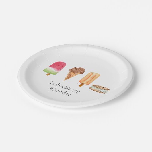 Waterverf Ice Cream & Popsicles Verjaardagsfeest Papieren Bordje (Gekanteld)